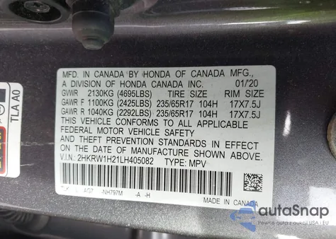 2020 Honda Cr-V 2Wd Lx z USA, uszkodzony, nr VIN 2HKRW1H21LH405082